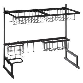 Organisateur D'évier Avec Égouttoir Sur 2 Niveaux En Fer - Noir