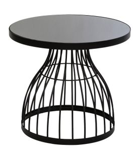 Table D' Appoint En Verre Trempé Et Métal Noir