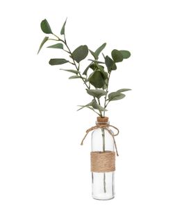 Composition Artificielle Branche D'eucalyptus Vase En Verre H 48 Cm