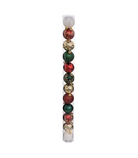 Déco De Sapin Lot De 12 Boules De Noël D 6 Cm - Vert Rouge Et Or