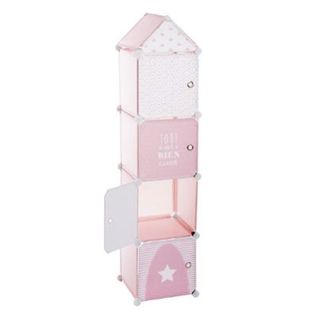 Meuble De Rangement Enfant Colonne Rose 4 Casiers H 140 Cm