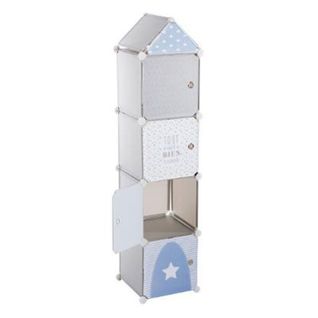 Meuble De Rangement Enfant Colonne  Bleue 4 Casiers H 140 Cm