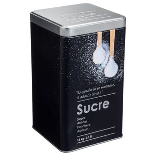 Boîte à Sucre Poudre En Métal Noir Déco Relief Argent
