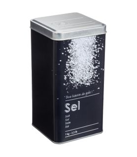 Boîte à Sel En Métal Noir Déco Relief Argent