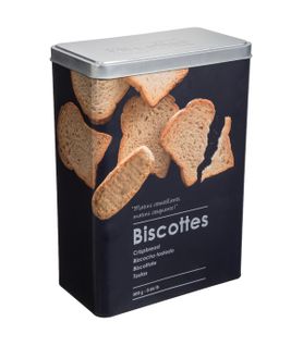 Boîte à  Biscottes En Métal Noir Déco Relief Argent