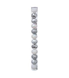 Déco De Sapin Lot De 12 Boules De Noël D 6 Cm - Argent Et Neige