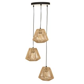 Luminaire  Suspension En Corde 3 Têtes D. 25 X H. 95 Cm
