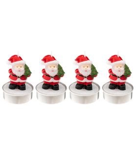 Lot De 6 Bougies Chauffe Plat Père Noël H 6 Cm