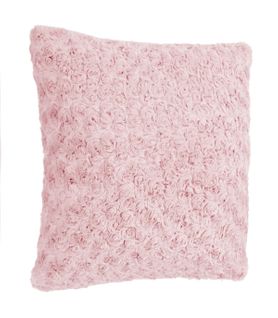 Coussin Déhoussable En Fourrure Bouclée Rose 45 X 45 Cm
