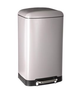 Poubelle 30 Litres En Métal Taupe Ouverture à Pédale