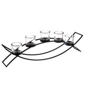 Set 5 Photophores En Verre Sur Pied En Métal L 54 Cm