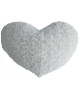 Coussin Coeur Bouclette Ivoire