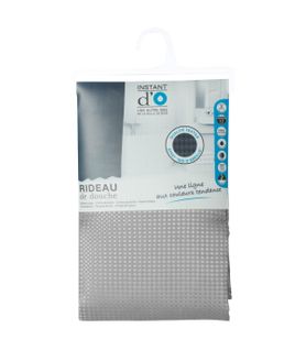 Rideau De Douche Gris Déco Nid D'abeille 180 X 200 Anneaux Inclus
