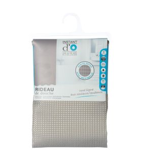 Rideau De Douche Taupe Déco Nid D'abeille 180 X 200 Anneaux Inclus