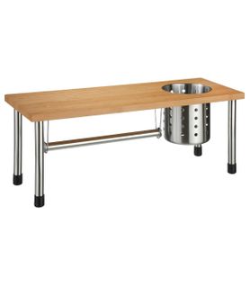 Étagère Multi-usage En Bambou Et Acier Inoxydable L 55 Cm