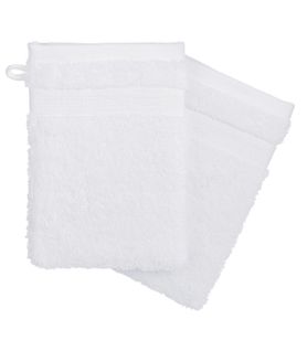 Lot De 2 Gants De Toilette En Coton Blanc Tissu Éponge 15 X 21 Cm