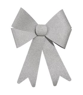 Déco De Noël Noeud Argent Pailleté 23 X 30 Cm