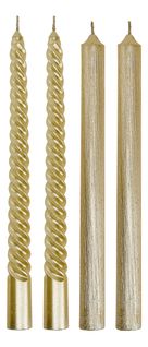 Lot De 4 Bougies Bâtons Pailleté Et Twisté Or H 25 Cm