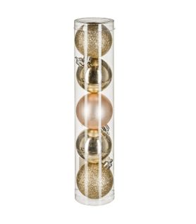 Déco De Sapin Lot De 5 Boules De Noël D 5 Cm - Or Et Champagne