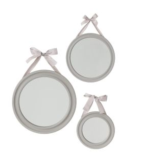 Lot De 3 Miroirs à Suspendre En Bois Avec Ruban