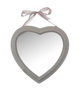 Miroir Mural Coeur En Bois Avec Ruban 40 X 40 Cm