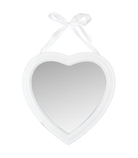 Miroir Mural Coeur En Bois Avec Ruban 40 X 40 Cm