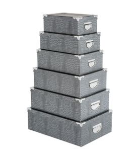 Lot De 6 Boites De Rangement Avec Coins En Métal  Effet Croco
