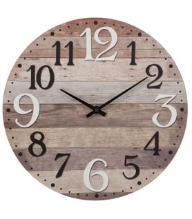 Pendule Murale En Bois Aspect Vieilli D 38 Cm