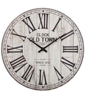 Pendule Murale En Bois Aspect Vieilli D 38 Cm