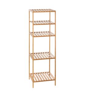 Étagère De Rangement Colonne 4 Niveaux En Bambou H 111.5 Cm