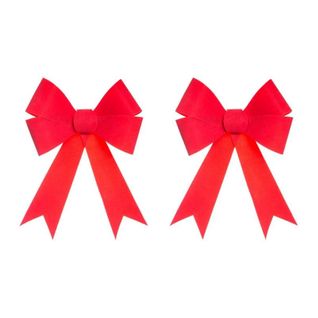 Lot De 2 Nœuds Déco "soir De Noël" 17cm Rouge