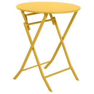 Table De Jardin Pliante Ronde Greensboro - 2 Places - Jaune Moutarde