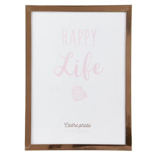 Cadre Photo Design "happy Life" 13x18cm Cuivre