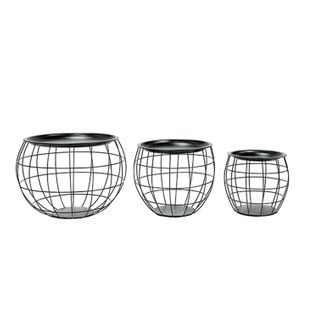Lot De 3 Tables D'appoint Ou Tables Gigogne Ronde Effet Boule En Métal - Noir
