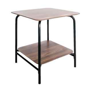 Table D'appoint En Métal Et Mdf Avec 1 Étagère - Marron Et Noir