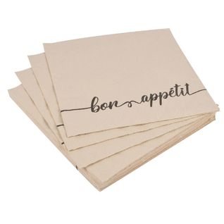 Lot De 20 Serviettes "vintage Lunch" 33x33cm Naturel