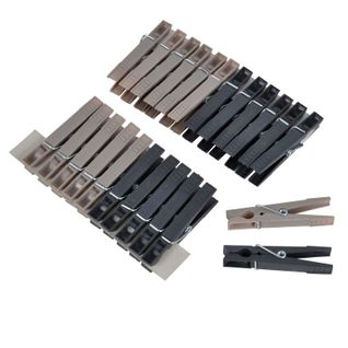 Lot De 24 Pinces à Linge "bicolore" 7cm Anthracite et Taupe