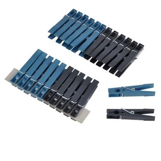 Lot De 24 Pinces à Linge "bicolore" 7cm Anthracite et Bleu Paon