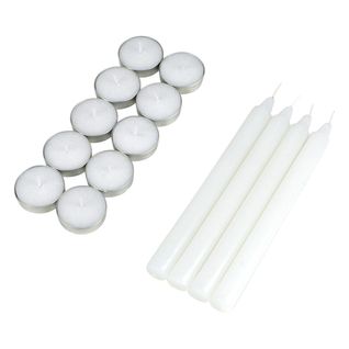 Lot De 14 Bougies "chauffe-plat et Chandelier" 20cm Blanc