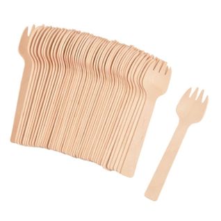 Lot De 25 Mini Fourchettes Réutilisables "verrine" 10cm Naturel