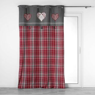 Rideau à Oeillets 140 X 240 Cm Coton Tissé – Motif Cœur et Pompons Sweet Heart