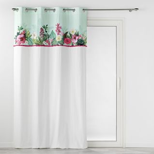 Rideau à Oeillets 140 X 240 Cm – Coton Imprimé Floral Et Franges – Anabella Menthe