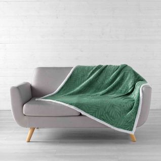 Plaid Flanelle Jacquard/sherpa Allegra Vert 125x150 Cm