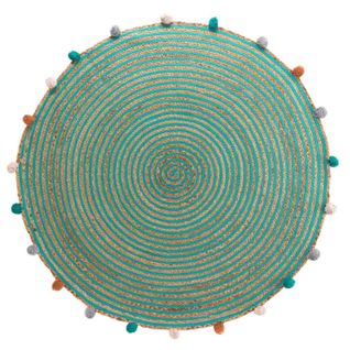 Tapis Enfant à Pompons Déco "baloo" 90cm Vert