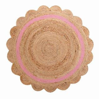 Tapis Déco Enfant Rond "rosaly" 90cm Beige