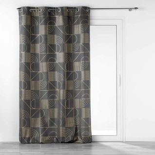 Rideau à Oeillets Imprimé "lineor" 140x260cm Anthracite
