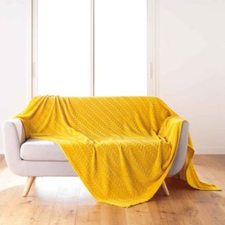 Plaid Flanelle Uni "arya" 180x220cm Jaune