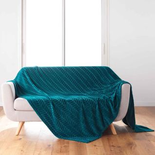 Plaid Flanelle Uni "arya" 180x220cm Bleu
