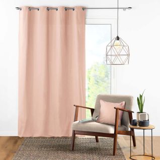 Rideau à Oeillets "panama" 140x240cm Rose Poudré