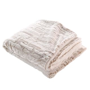 Plaid Imitation Fourrure/sherpa Lynx Blanc 180x220 Cm